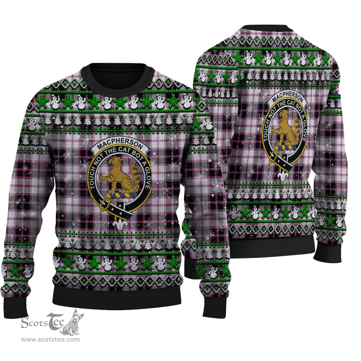 Scottish MacPherson Hunting Modern Clan Crest Tartan Ugly Christmas Sweater - Plaid Family Ugly Sweater Scottish Plaid Tartan Plaid - ScotsTee - scotstee.com