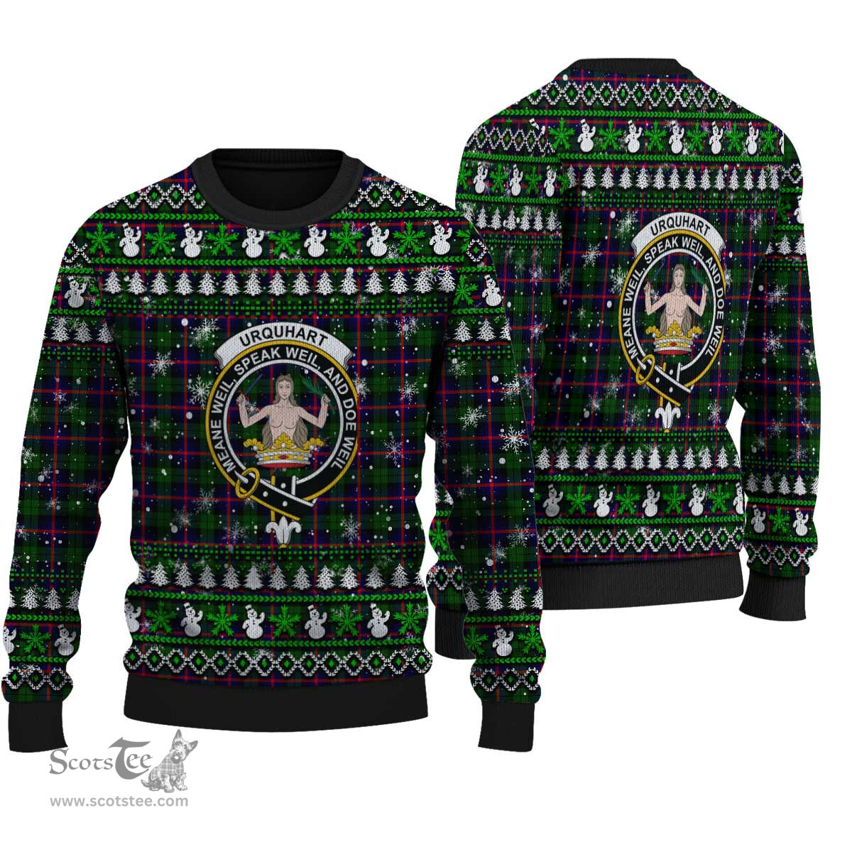 Scottish Urquhart Modern Clan Crest Tartan Ugly Christmas Sweater - Plaid Family Ugly Sweater Scottish Plaid Tartan Plaid - ScotsTee - scotstee.com