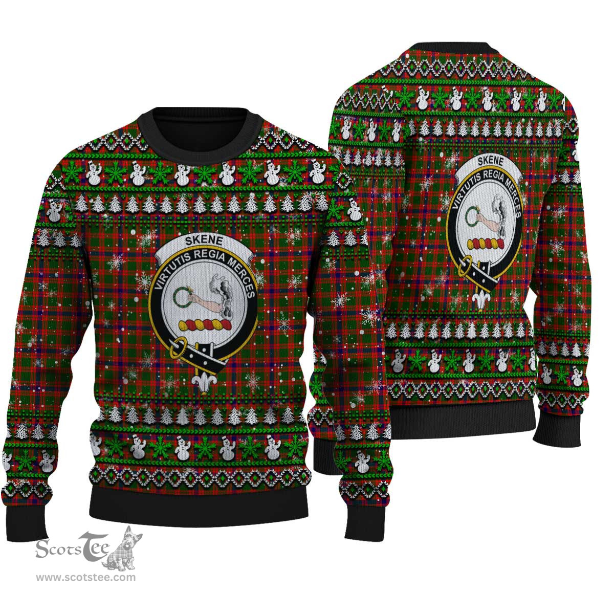 Scottish Skene Modern Clan Crest Tartan Ugly Christmas Sweater - Plaid Family Ugly Sweater Scottish Plaid Tartan Plaid - ScotsTee - scotstee.com