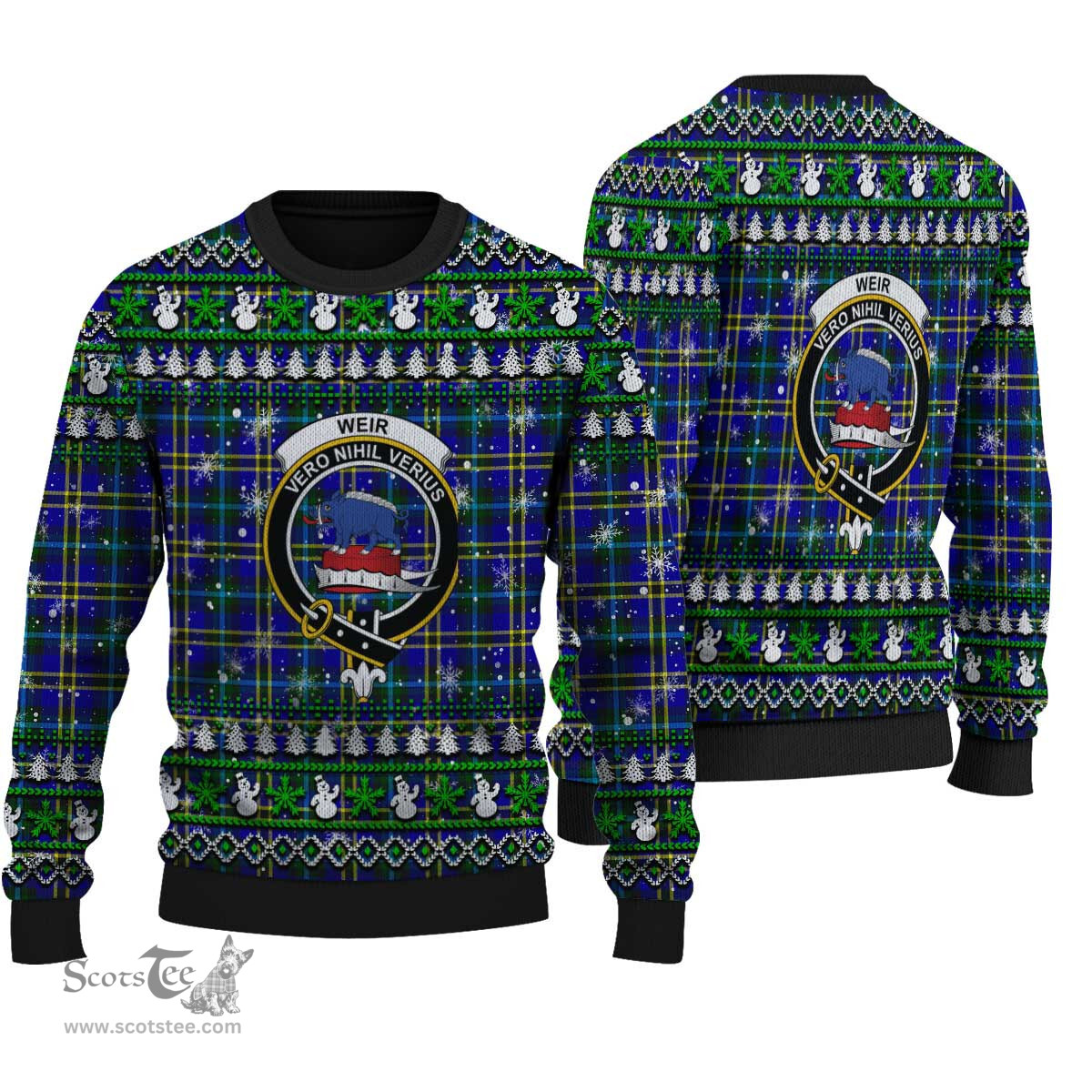 Scottish Weir Modern Clan Crest Tartan Ugly Christmas Sweater - Plaid Family Ugly Sweater Scottish Plaid Tartan Plaid - ScotsTee - scotstee.com