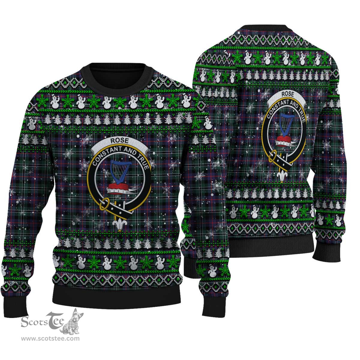 Scottish Rose Hunting Modern Clan Crest Tartan Ugly Christmas Sweater - Plaid Family Ugly Sweater Scottish Plaid Tartan Plaid - ScotsTee - scotstee.com
