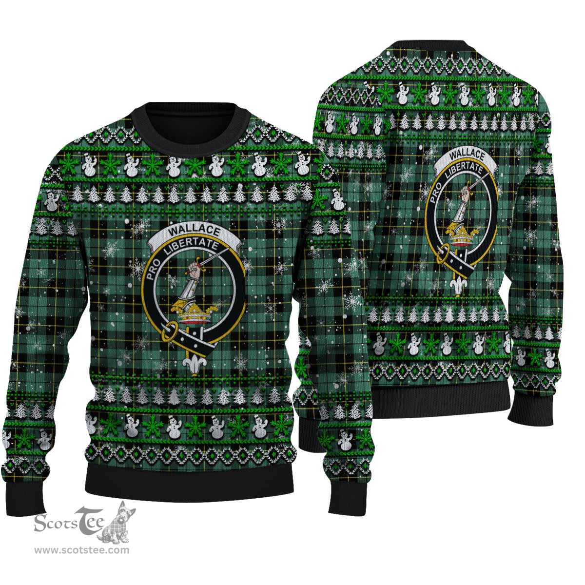 Scottish Wallace Hunting Ancient Clan Crest Tartan Ugly Christmas Sweater - Plaid Family Ugly Sweater Scottish Plaid Tartan Plaid - ScotsTee - scotstee.com