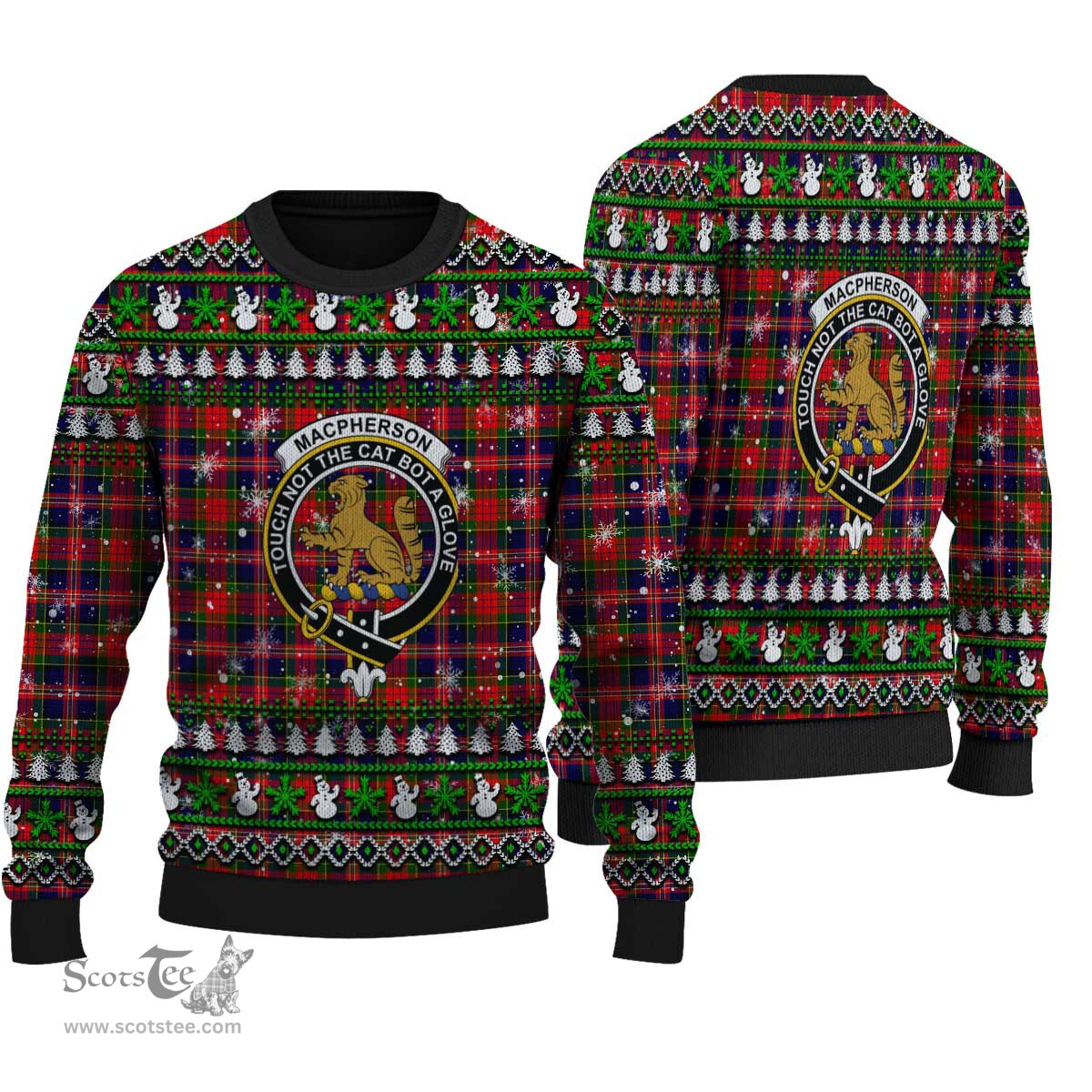 Scottish MacPherson Modern Clan Crest Tartan Ugly Christmas Sweater - Plaid Family Ugly Sweater Scottish Plaid Tartan Plaid - ScotsTee - scotstee.com