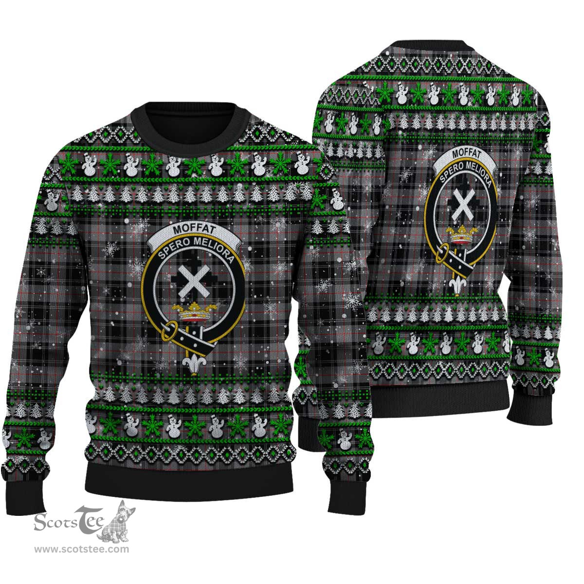 Scottish Moffat Modern Clan Crest Tartan Ugly Christmas Sweater - Plaid Family Ugly Sweater Scottish Plaid Tartan Plaid - ScotsTee - scotstee.com