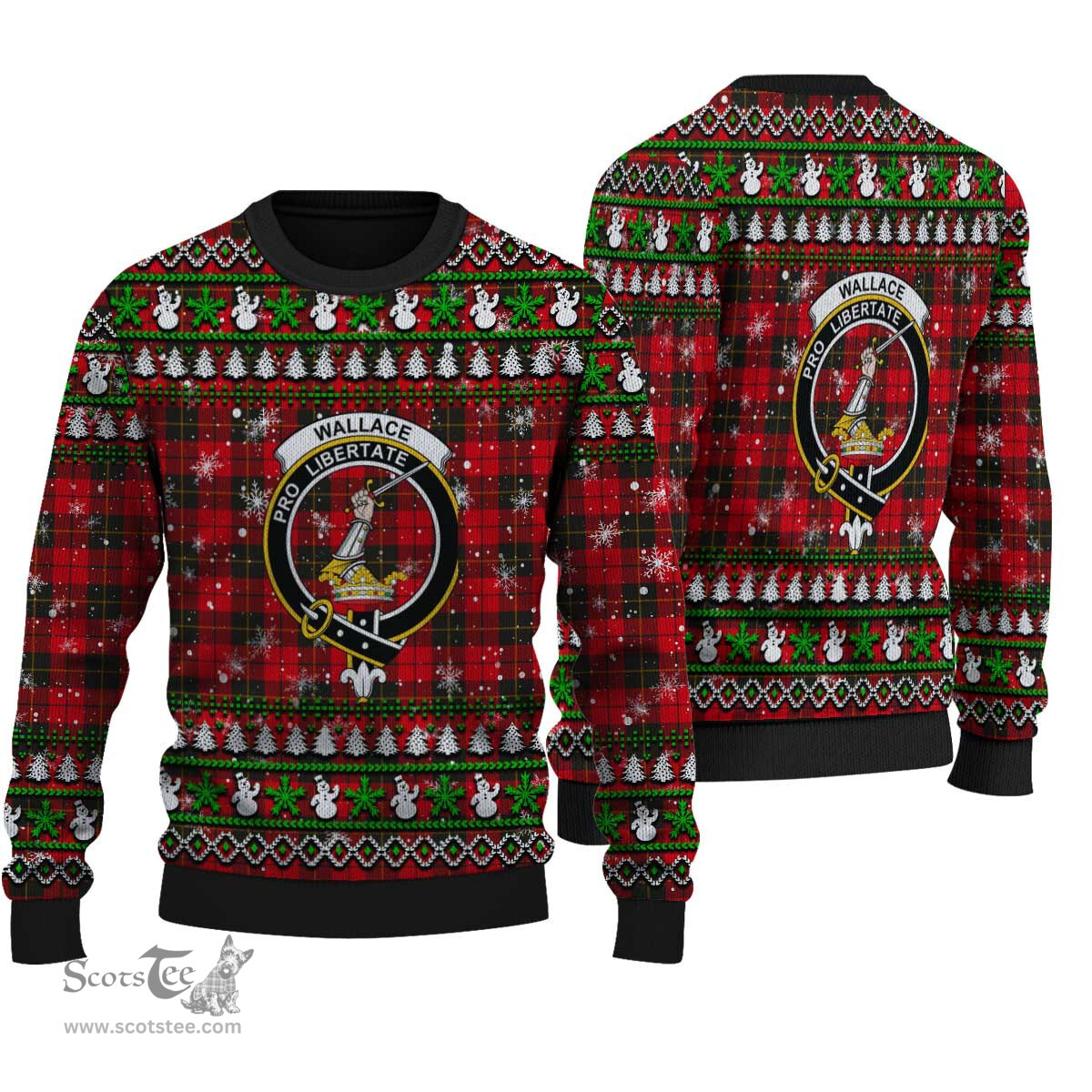 Scottish Wallace Weathered Clan Crest Tartan Ugly Christmas Sweater - Plaid Family Ugly Sweater Scottish Plaid Tartan Plaid - ScotsTee - scotstee.com