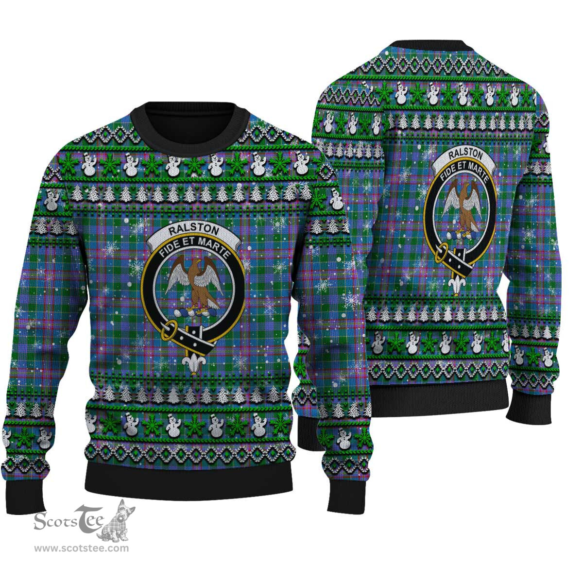 Scottish Ralston Clan Crest Tartan Ugly Christmas Sweater - Plaid Family Ugly Sweater Scottish Plaid Tartan Plaid - ScotsTee - scotstee.com