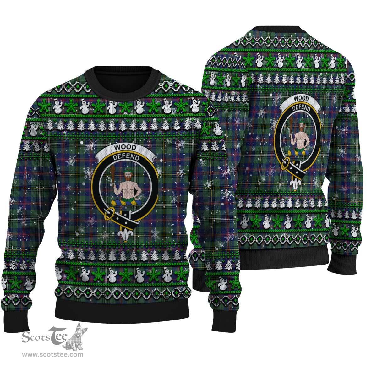 Scottish Wood Modern Clan Crest Tartan Ugly Christmas Sweater - Plaid Family Ugly Sweater Scottish Plaid Tartan Plaid - ScotsTee - scotstee.com