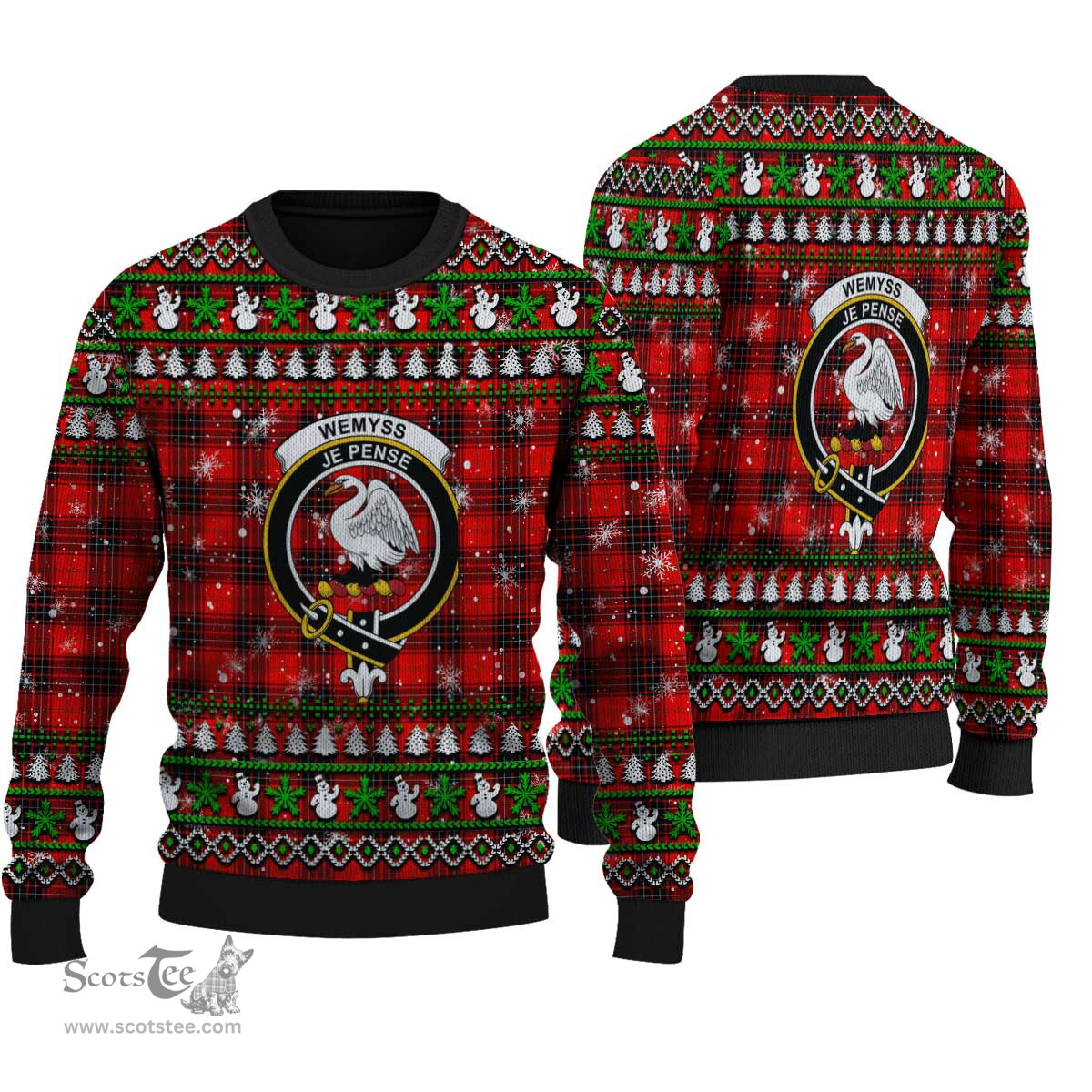 Scottish Wemyss Modern Clan Crest Tartan Ugly Christmas Sweater - Plaid Family Ugly Sweater Scottish Plaid Tartan Plaid - ScotsTee - scotstee.com