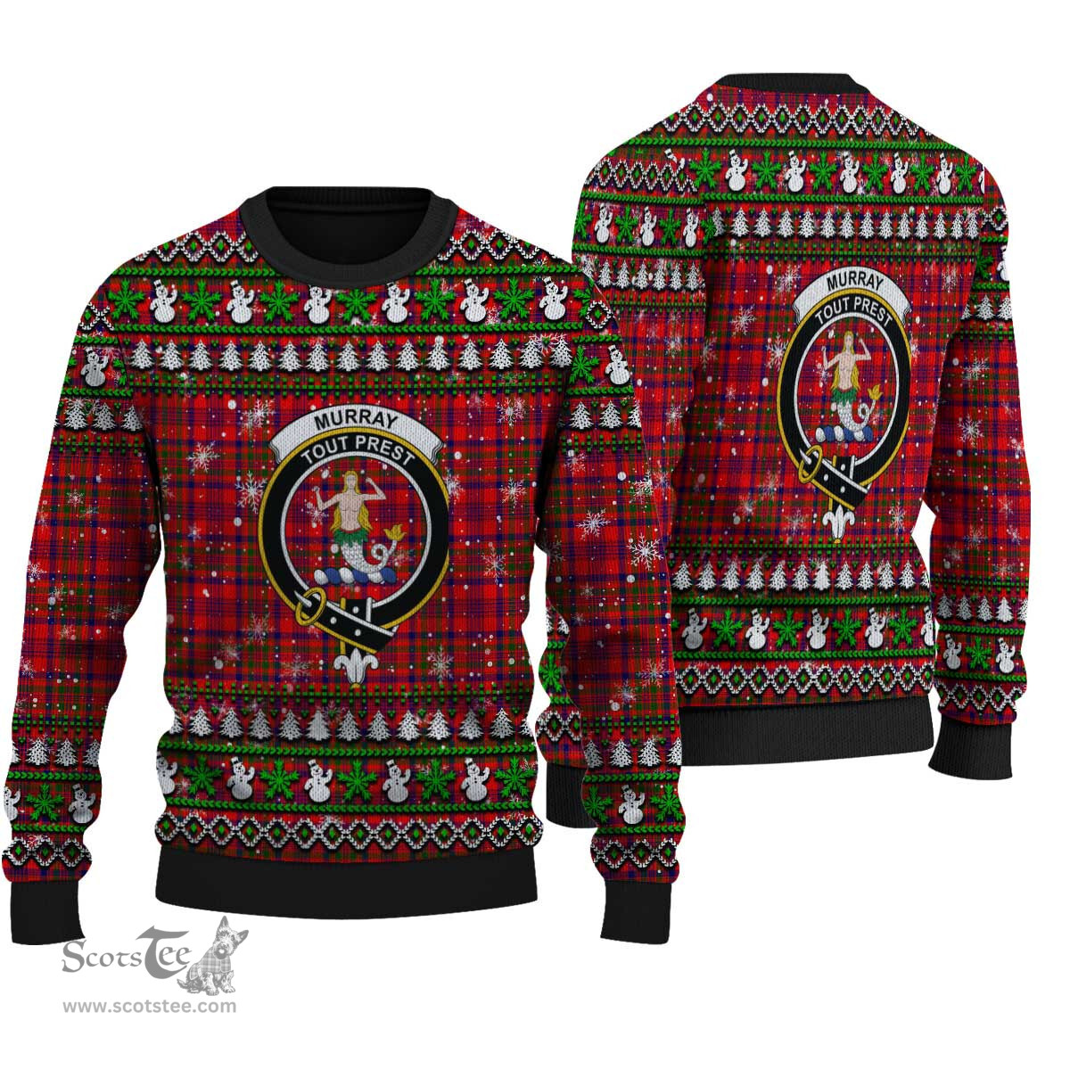 Scottish Murray of Tulloch Modern Clan Crest Tartan Ugly Christmas Sweater - Plaid Family Ugly Sweater Scottish Plaid Tartan Plaid - ScotsTee - scotstee.com