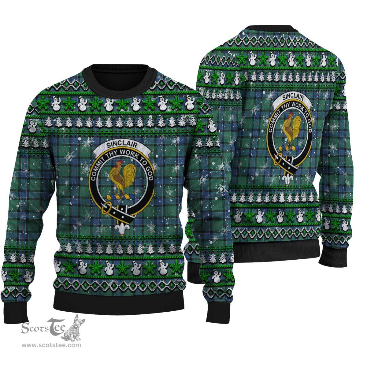 Scottish Sinclair Hunting Ancient Clan Crest Tartan Ugly Christmas Sweater - Plaid Family Ugly Sweater Scottish Plaid Tartan Plaid - ScotsTee - scotstee.com