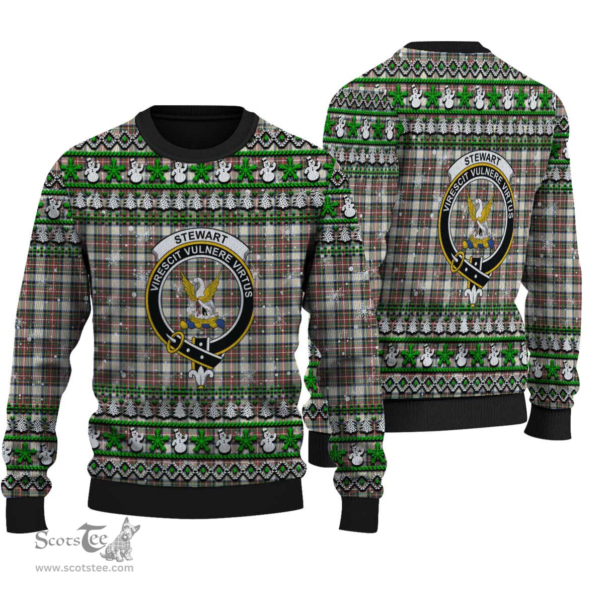 Scottish Stewart Dress Ancient Clan Crest Tartan Ugly Christmas Sweater - Plaid Family Ugly Sweater Scottish Plaid Tartan Plaid - ScotsTee - scotstee.com