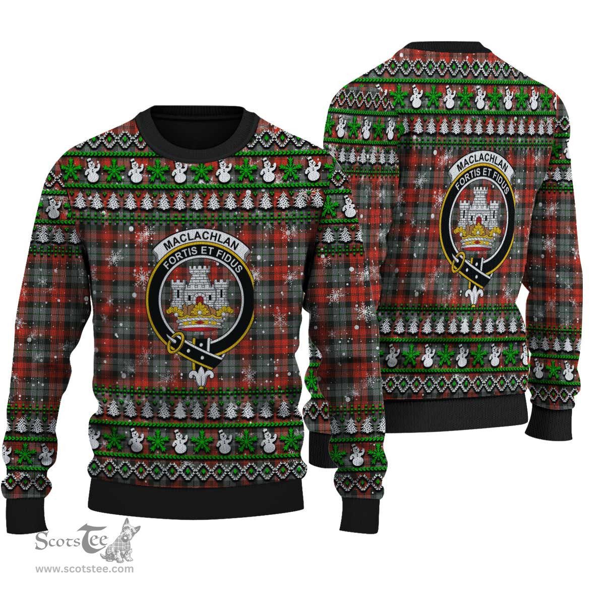 Scottish MacLachlan Weathered Clan Crest Tartan Ugly Christmas Sweater - Plaid Family Ugly Sweater Scottish Plaid Tartan Plaid - ScotsTee - scotstee.com