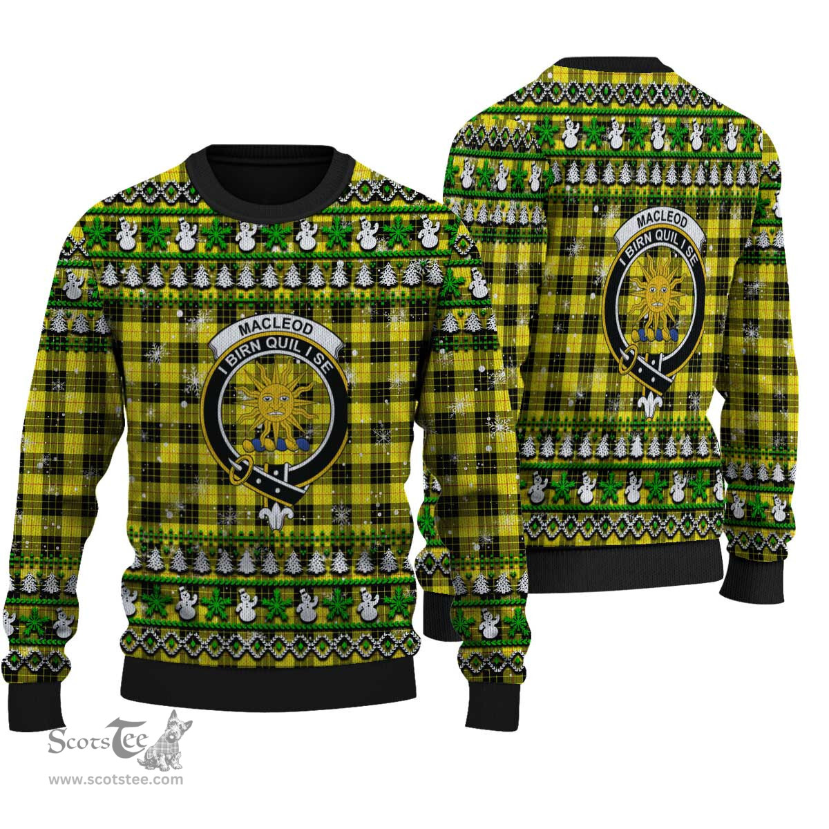 Scottish MacLeod of Lewis Modern Clan Crest Tartan Ugly Christmas Sweater - Plaid Family Ugly Sweater Scottish Plaid Tartan Plaid - ScotsTee - scotstee.com