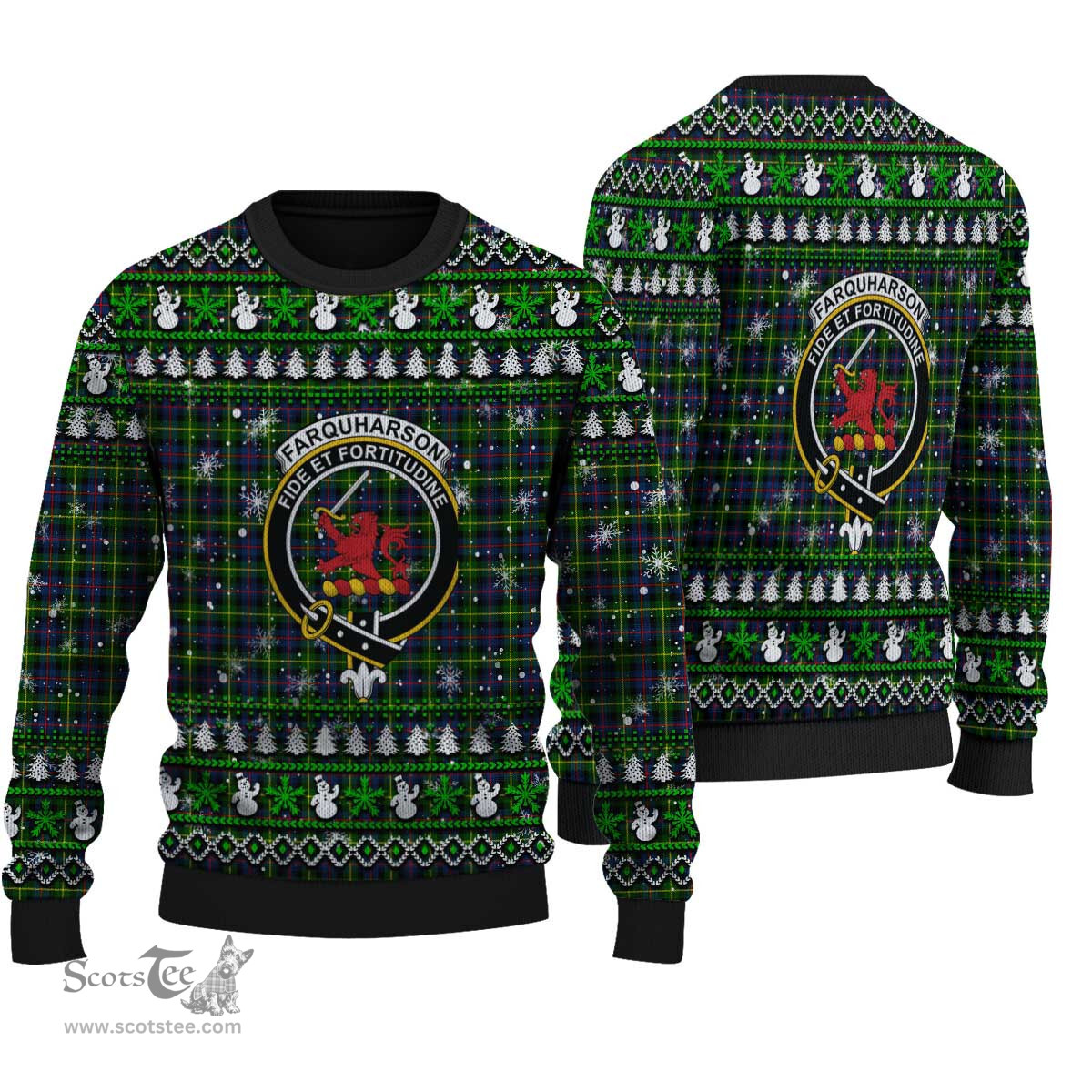Scottish Farquharson Modern Clan Crest Tartan Ugly Christmas Sweater - Plaid Family Ugly Sweater Scottish Plaid Tartan Plaid - ScotsTee - scotstee.com