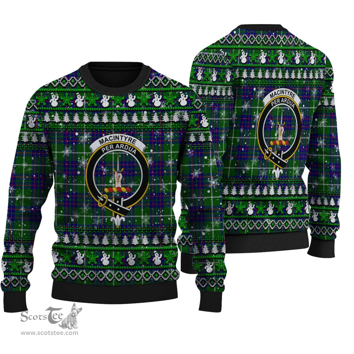 Scottish MacIntyre Hunting Modern Clan Crest Tartan Ugly Christmas Sweater - Plaid Family Ugly Sweater Scottish Plaid Tartan Plaid - ScotsTee - scotstee.com