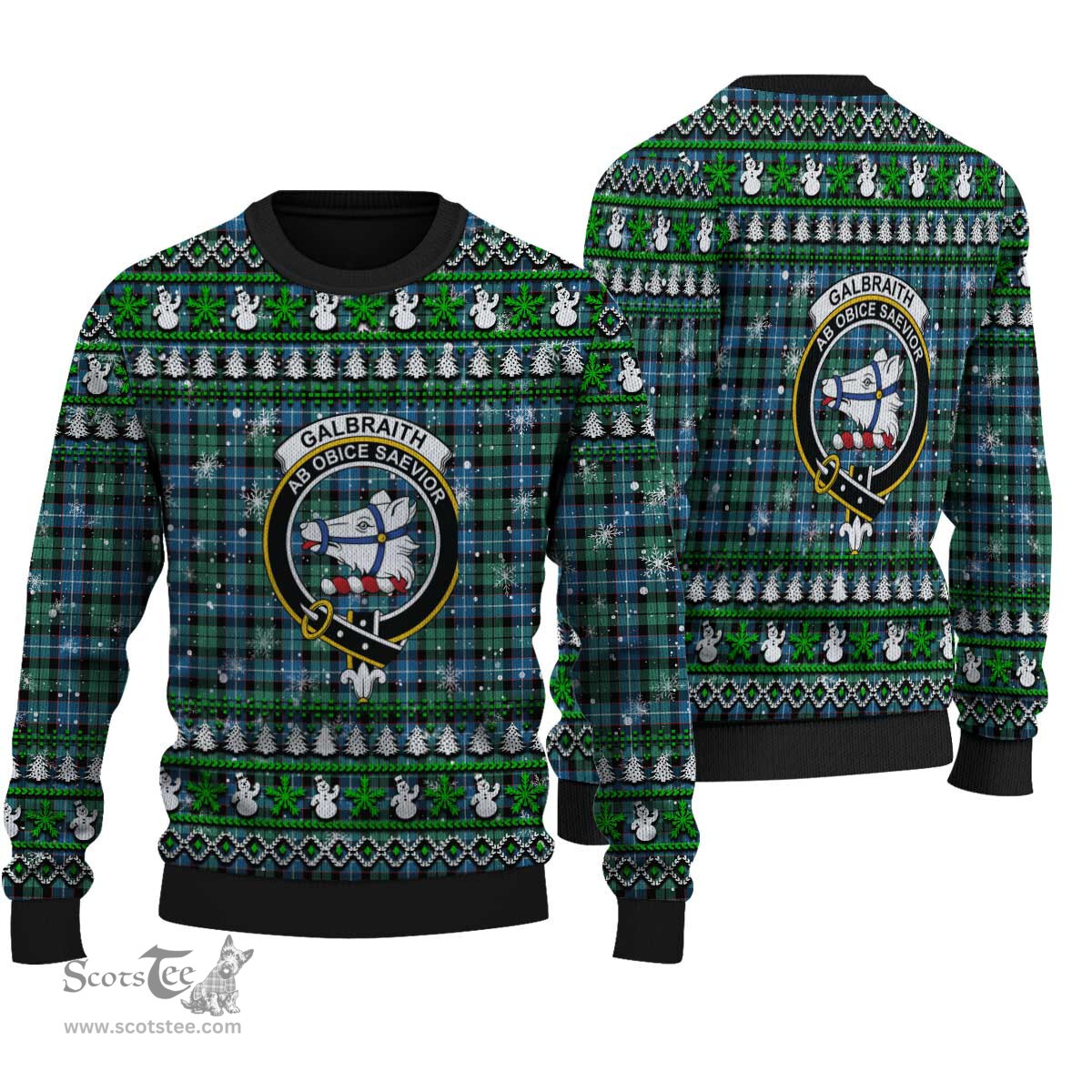 Scottish Galbraith Ancient Clan Crest Tartan Ugly Christmas Sweater - Plaid Family Ugly Sweater Scottish Plaid Tartan Plaid - ScotsTee - scotstee.com