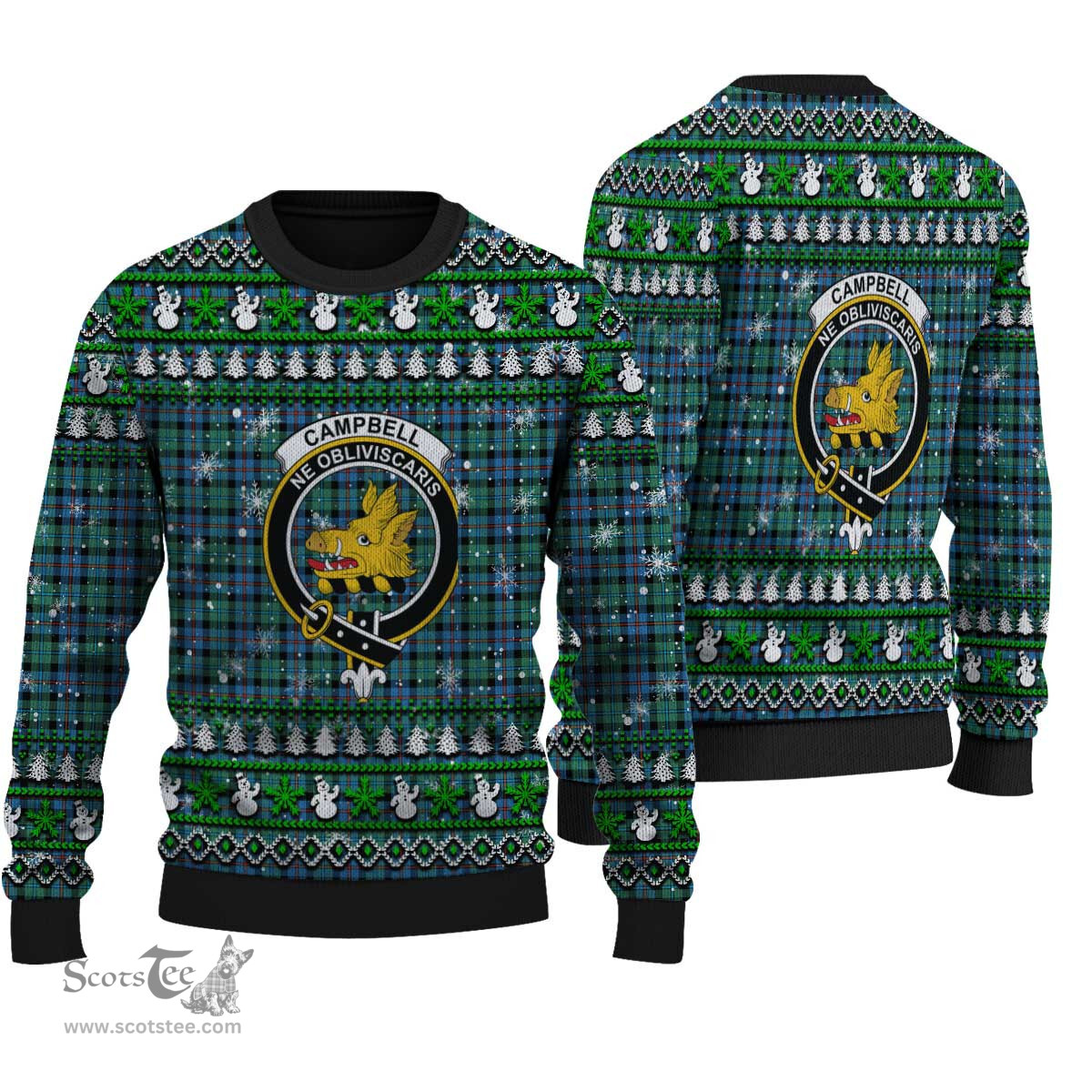 Scottish Campbell of Cawdor Ancient Clan Crest Tartan Ugly Christmas Sweater - Plaid Family Ugly Sweater Scottish Plaid Tartan Plaid - ScotsTee - scotstee.com