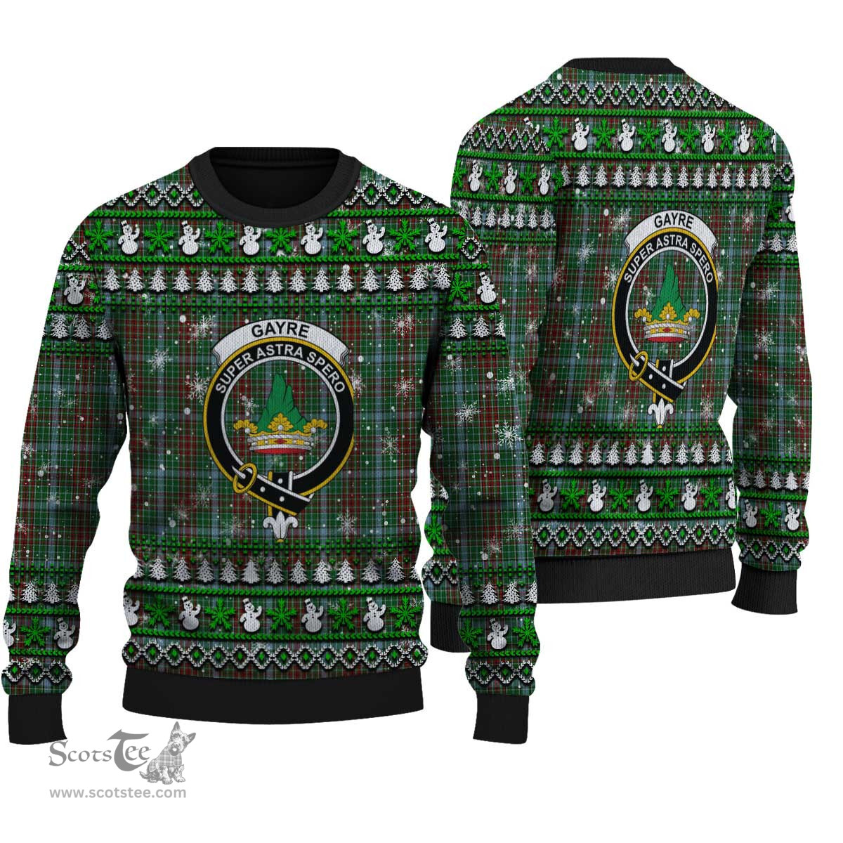 Scottish Gayre Clan Crest Tartan Ugly Christmas Sweater - Plaid Family Ugly Sweater Scottish Plaid Tartan Plaid - ScotsTee - scotstee.com
