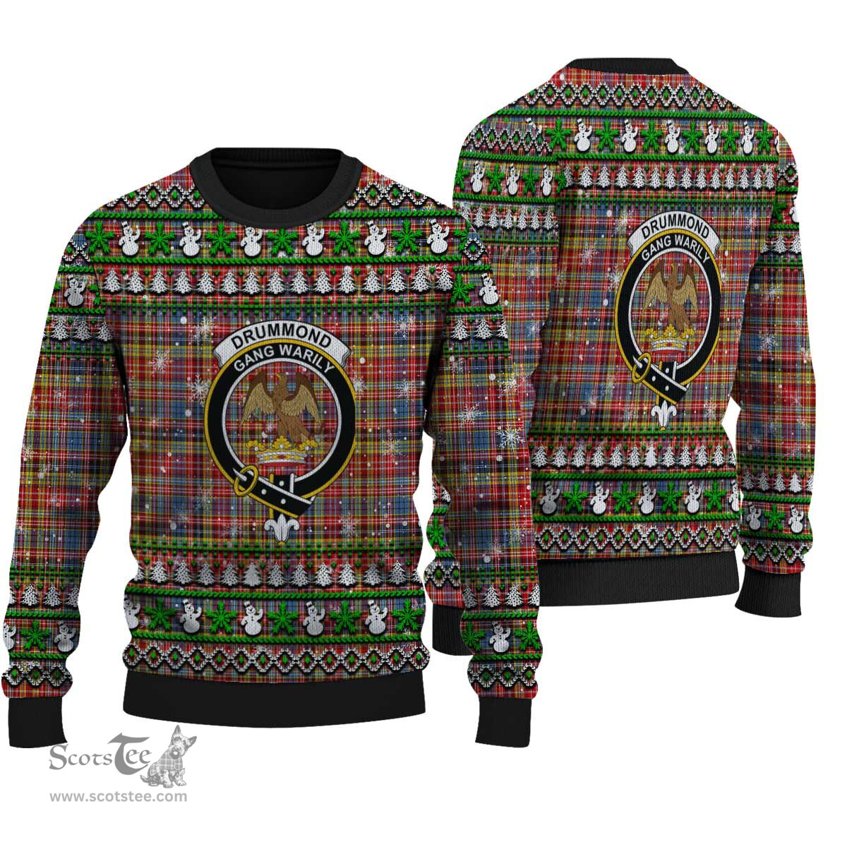 Scottish Drummond of Strathallan Clan Crest Tartan Ugly Christmas Sweater - Plaid Family Ugly Sweater Scottish Plaid Tartan Plaid - ScotsTee - scotstee.com