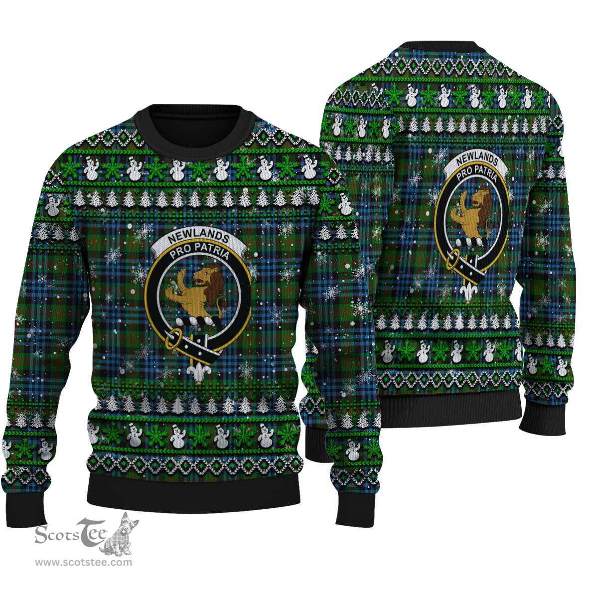 Scottish Newlands of Lauriston Clan Crest Tartan Ugly Christmas Sweater - Plaid Family Ugly Sweater Scottish Plaid Tartan Plaid - ScotsTee - scotstee.com