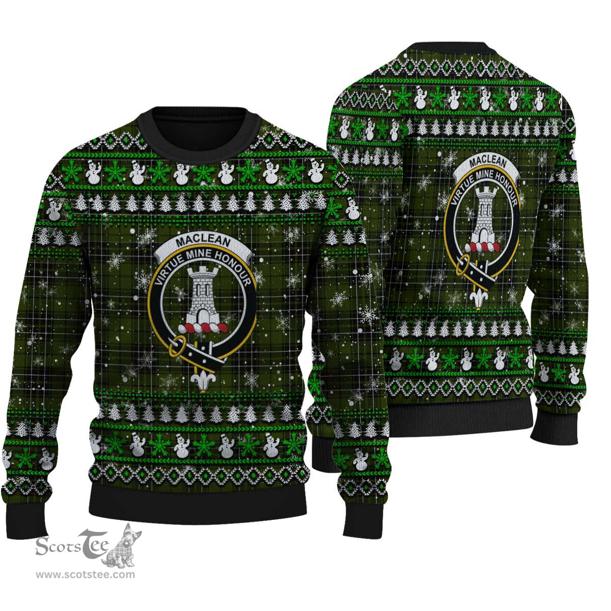 Scottish MacLean Hunting Clan Crest Tartan Ugly Christmas Sweater - Plaid Family Ugly Sweater Scottish Plaid Tartan Plaid - ScotsTee - scotstee.com