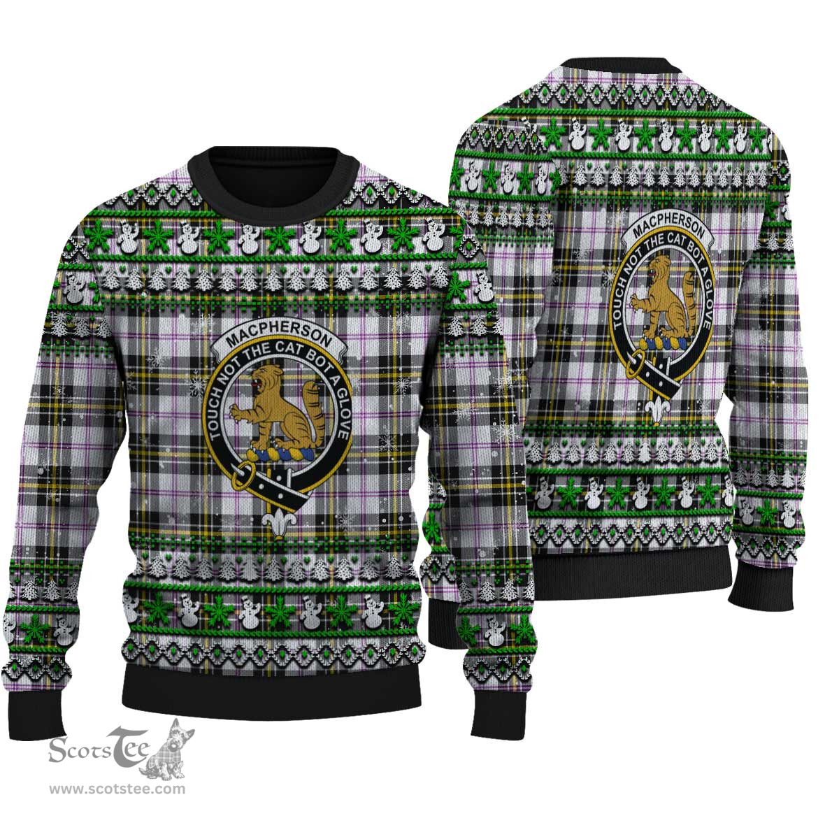 Scottish MacPherson Dress Modern Clan Crest Tartan Ugly Christmas Sweater - Plaid Family Ugly Sweater Scottish Plaid Tartan Plaid - ScotsTee - scotstee.com