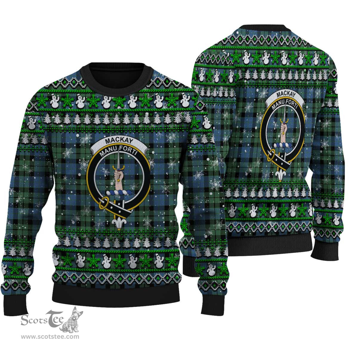 Scottish MacKay Ancient Clan Crest Tartan Ugly Christmas Sweater - Plaid Family Ugly Sweater Scottish Plaid Tartan Plaid - ScotsTee - scotstee.com