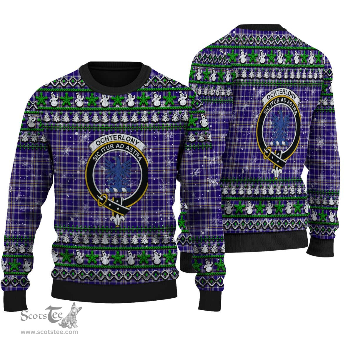 Scottish Ochterlony Clan Crest Tartan Ugly Christmas Sweater - Plaid Family Ugly Sweater Scottish Plaid Tartan Plaid - ScotsTee - scotstee.com
