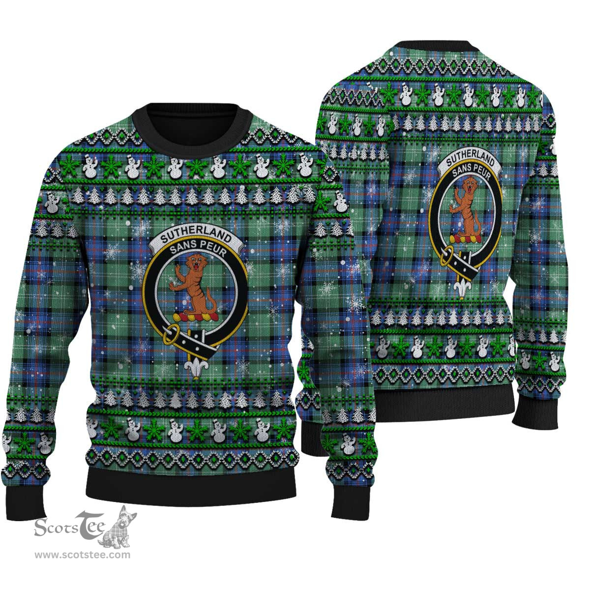 Scottish Sutherland Old Ancient Clan Crest Tartan Ugly Christmas Sweater - Plaid Family Ugly Sweater Scottish Plaid Tartan Plaid - ScotsTee - scotstee.com