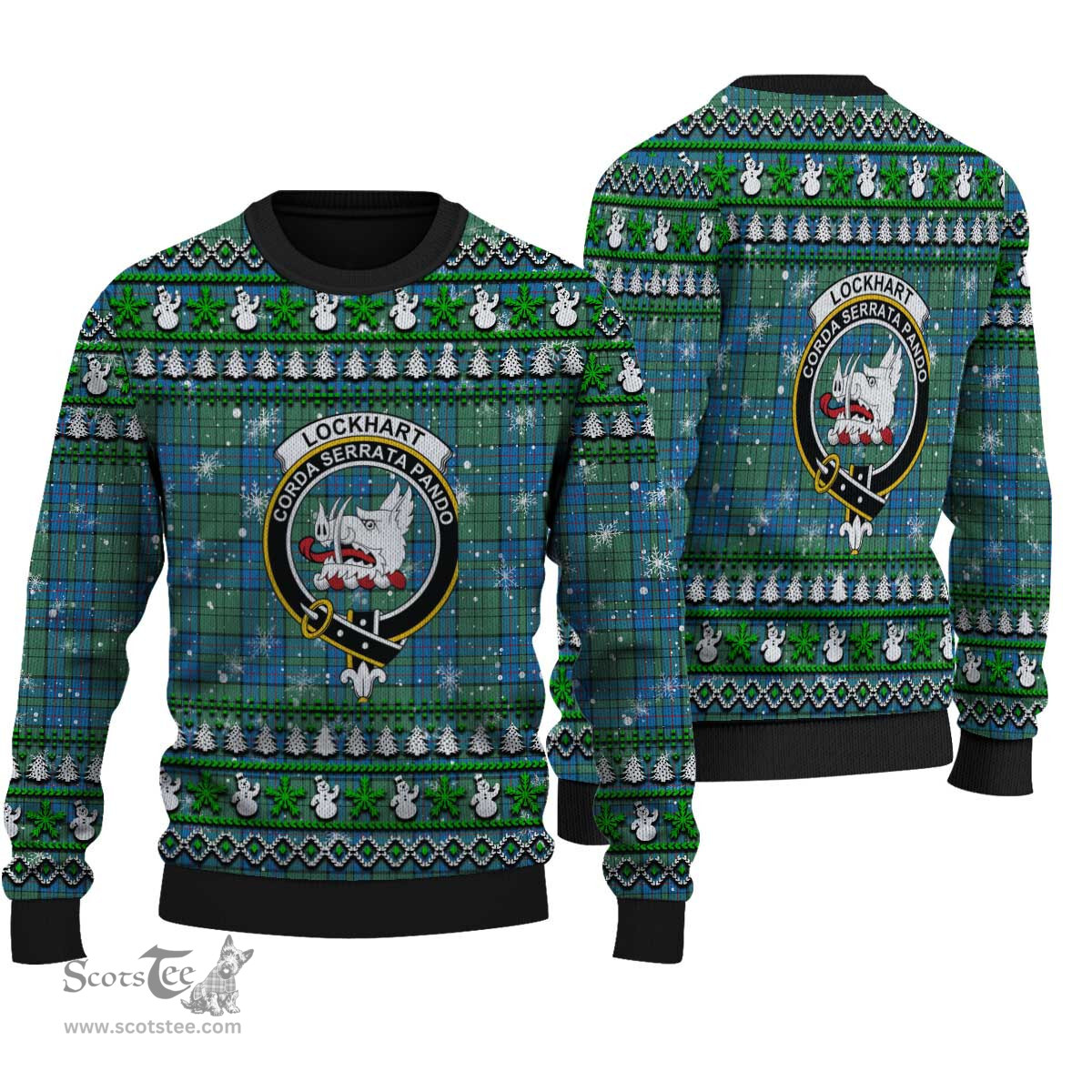 Scottish Lockhart Clan Crest Tartan Ugly Christmas Sweater - Plaid Family Ugly Sweater Scottish Plaid Tartan Plaid - ScotsTee - scotstee.com