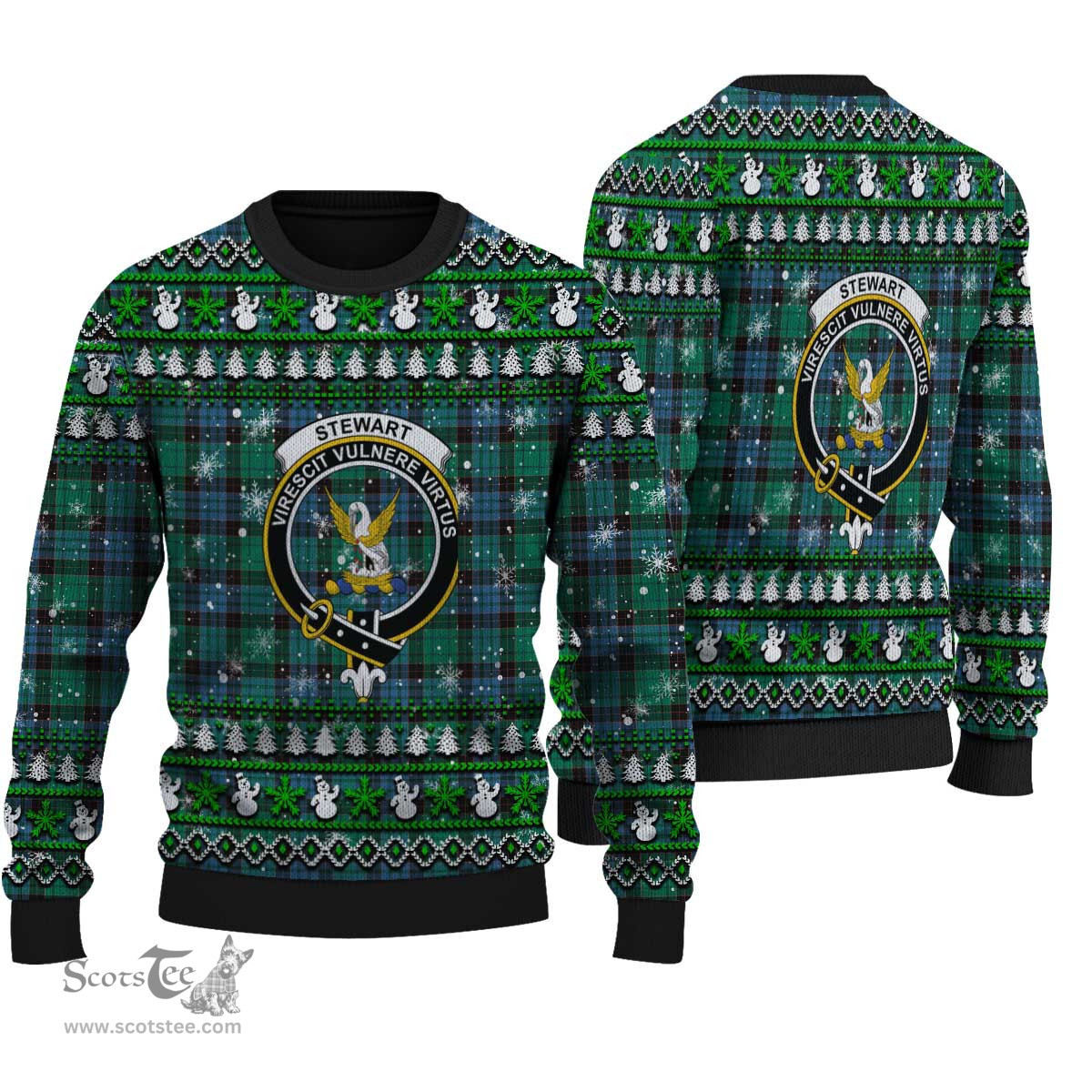 Scottish Stewart Old Ancient Clan Crest Tartan Ugly Christmas Sweater - Plaid Family Ugly Sweater Scottish Plaid Tartan Plaid - ScotsTee - scotstee.com