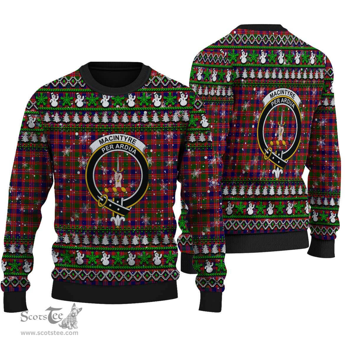 Scottish MacIntyre Modern Clan Crest Tartan Ugly Christmas Sweater - Plaid Family Ugly Sweater Scottish Plaid Tartan Plaid - ScotsTee - scotstee.com