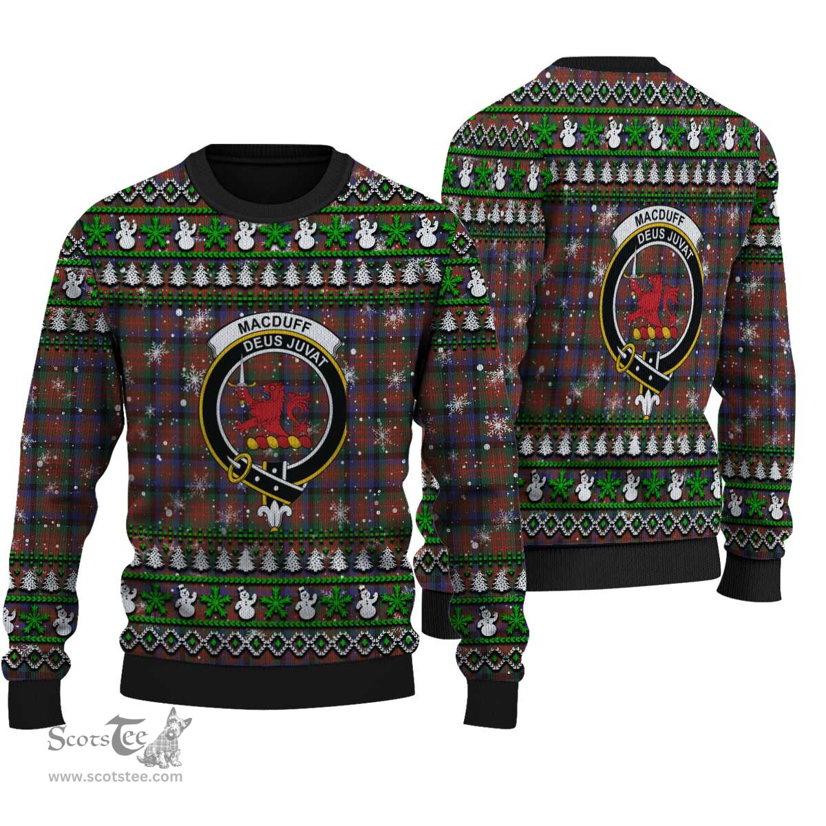 Scottish MacDuff Hunting Modern Clan Crest Tartan Ugly Christmas Sweater - Plaid Family Ugly Sweater Scottish Plaid Tartan Plaid - ScotsTee - scotstee.com