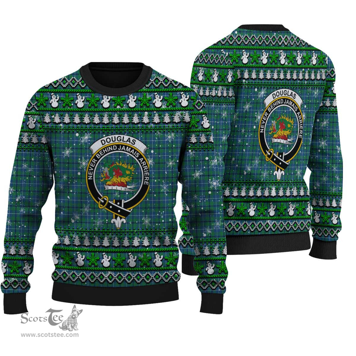 Scottish Douglas Ancient Clan Crest Tartan Ugly Christmas Sweater - Plaid Family Ugly Sweater Scottish Plaid Tartan Plaid - ScotsTee - scotstee.com