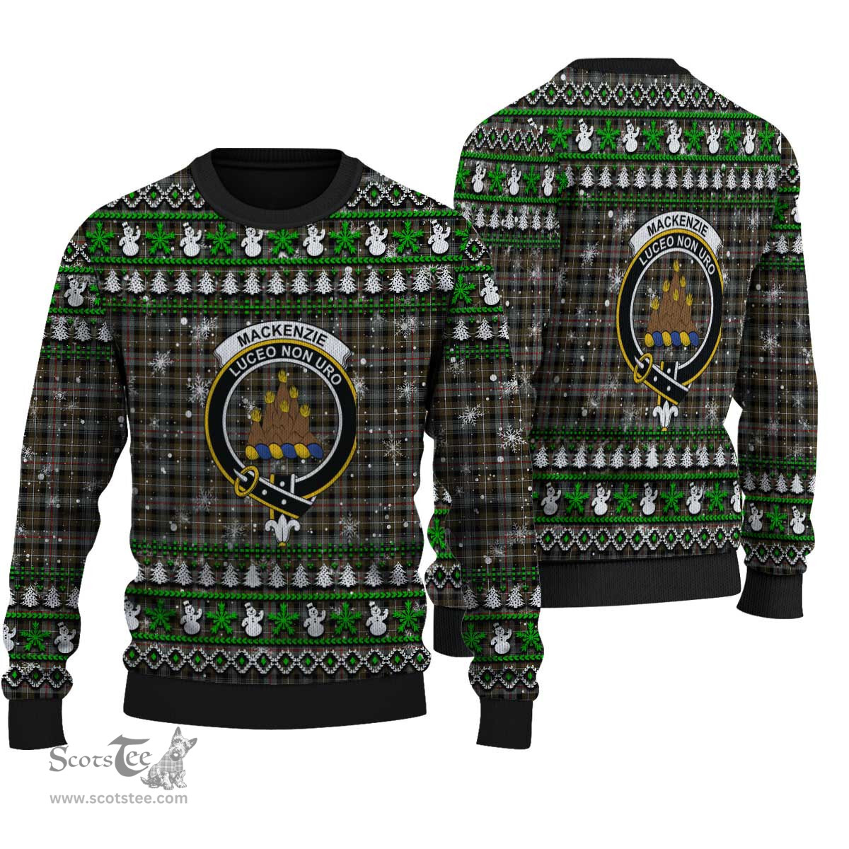 Scottish MacKenzie Weathered Clan Crest Tartan Ugly Christmas Sweater - Plaid Family Ugly Sweater Scottish Plaid Tartan Plaid - ScotsTee - scotstee.com