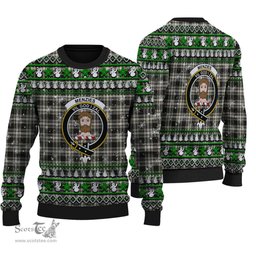 Scottish Menzies Black & White Ancient Clan Crest Tartan Ugly Christmas Sweater - Plaid Family Ugly Sweater Scottish Plaid Tartan Plaid - ScotsTee - scotstee.com