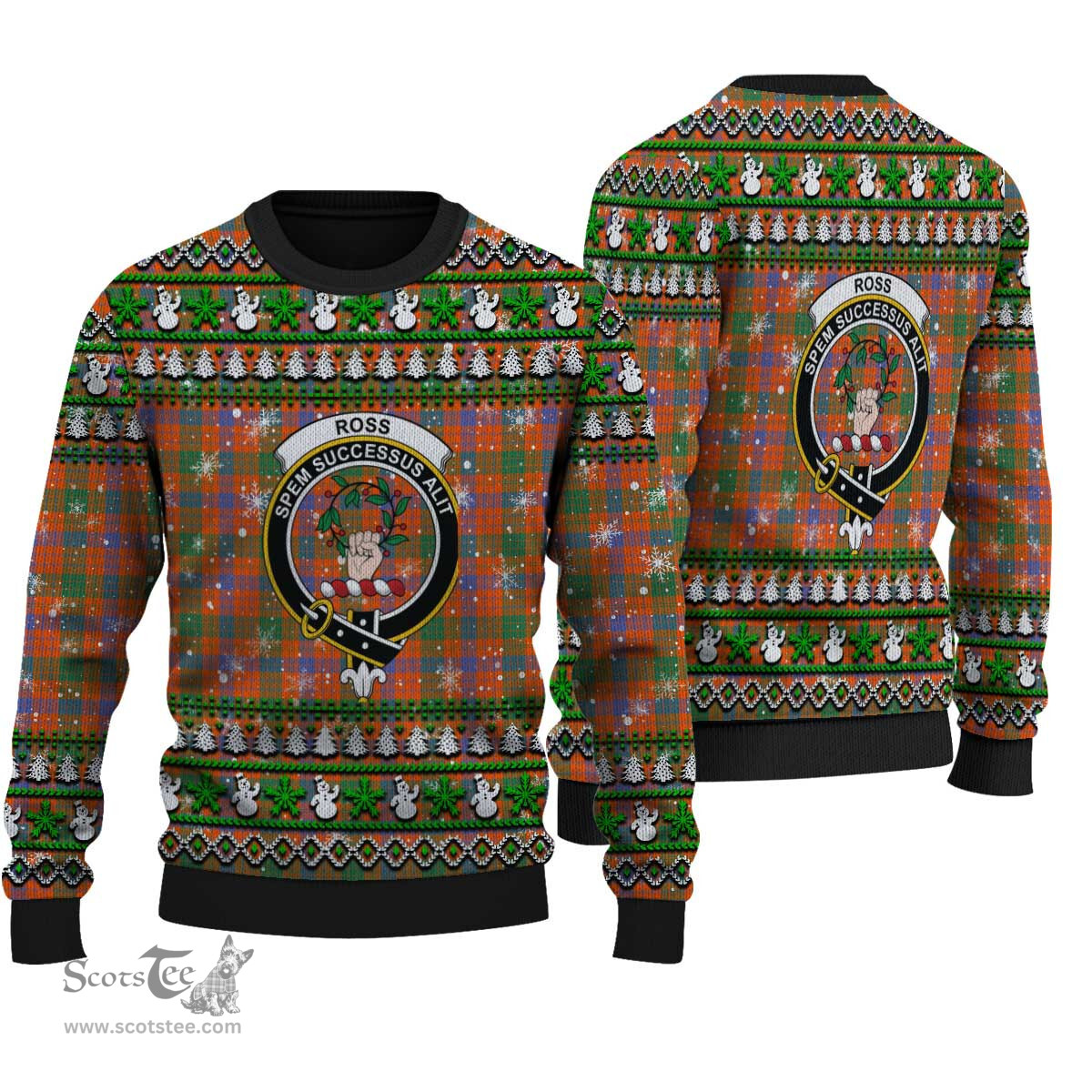 Scottish Ross Ancient Clan Crest Tartan Ugly Christmas Sweater - Plaid Family Ugly Sweater Scottish Plaid Tartan Plaid - ScotsTee - scotstee.com