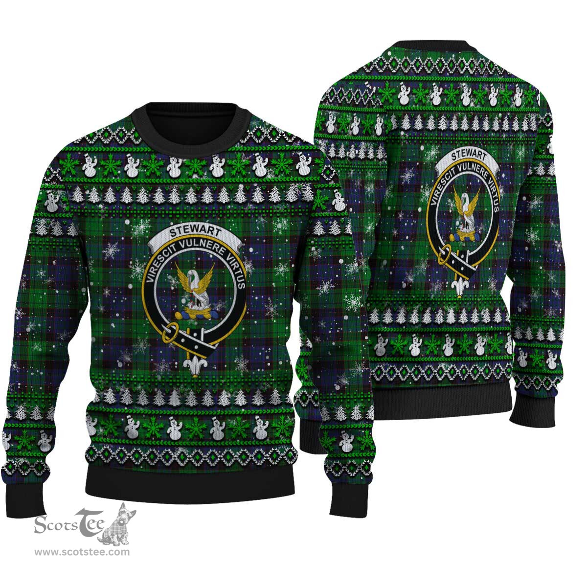 Scottish Stewart Old Modern Clan Crest Tartan Ugly Christmas Sweater - Plaid Family Ugly Sweater Scottish Plaid Tartan Plaid - ScotsTee - scotstee.com