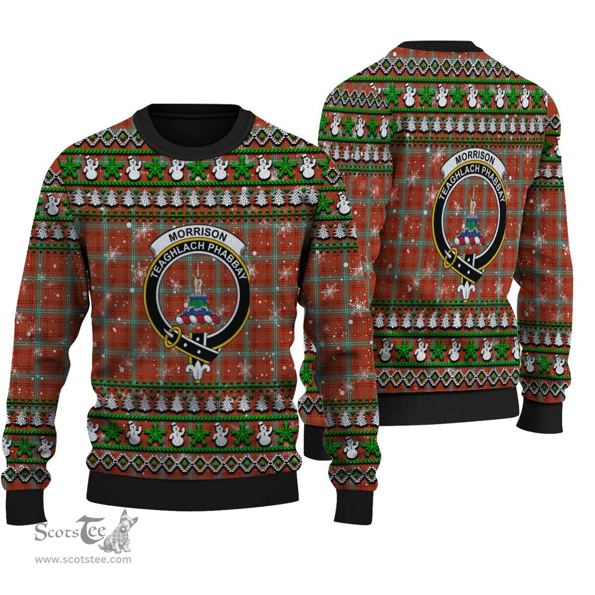 Scottish Morrison Red Ancient Clan Crest Tartan Ugly Christmas Sweater - Plaid Family Ugly Sweater Scottish Plaid Tartan Plaid - ScotsTee - scotstee.com