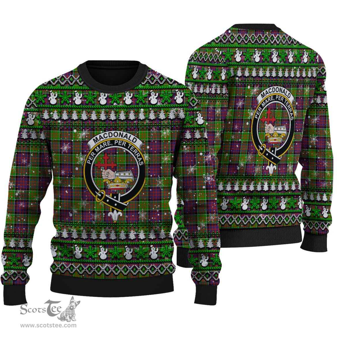 Scottish MacDonald of Clanranald Clan Crest Tartan Ugly Christmas Sweater - Plaid Family Ugly Sweater Scottish Plaid Tartan Plaid - ScotsTee - scotstee.com