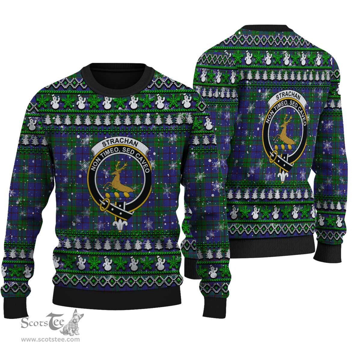 Scottish Strachan Clan Crest Tartan Ugly Christmas Sweater - Plaid Family Ugly Sweater Scottish Plaid Tartan Plaid - ScotsTee - scotstee.com