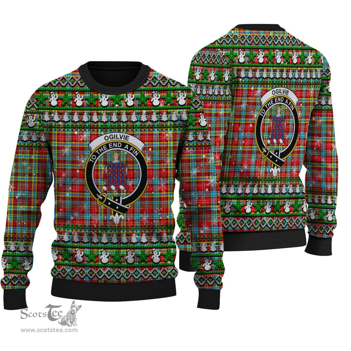Scottish Ogilvie Clan Crest Tartan Ugly Christmas Sweater - Plaid Family Ugly Sweater Scottish Plaid Tartan Plaid - ScotsTee - scotstee.com