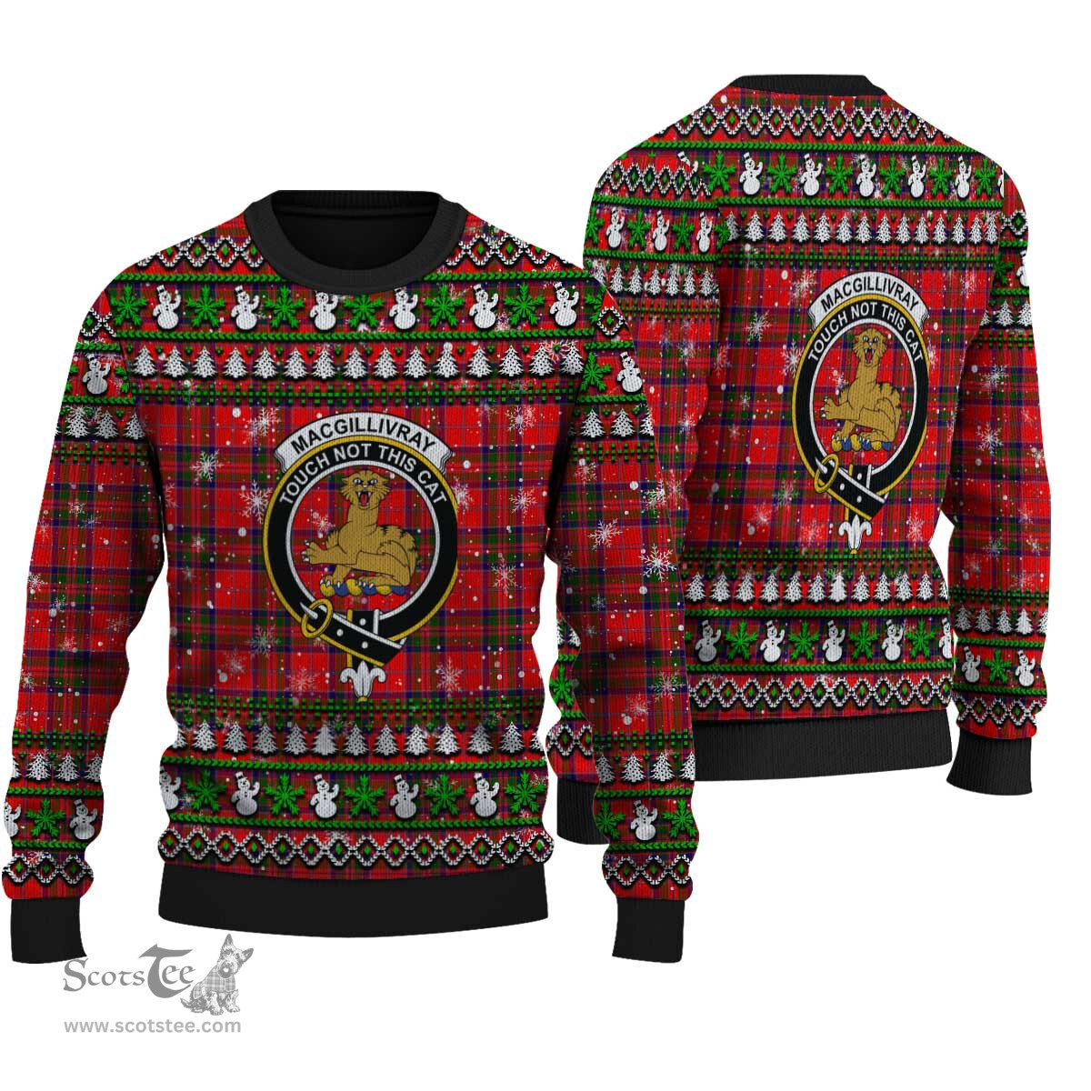 Scottish MacGillivray Modern Clan Crest Tartan Ugly Christmas Sweater - Plaid Family Ugly Sweater Scottish Plaid Tartan Plaid - ScotsTee - scotstee.com