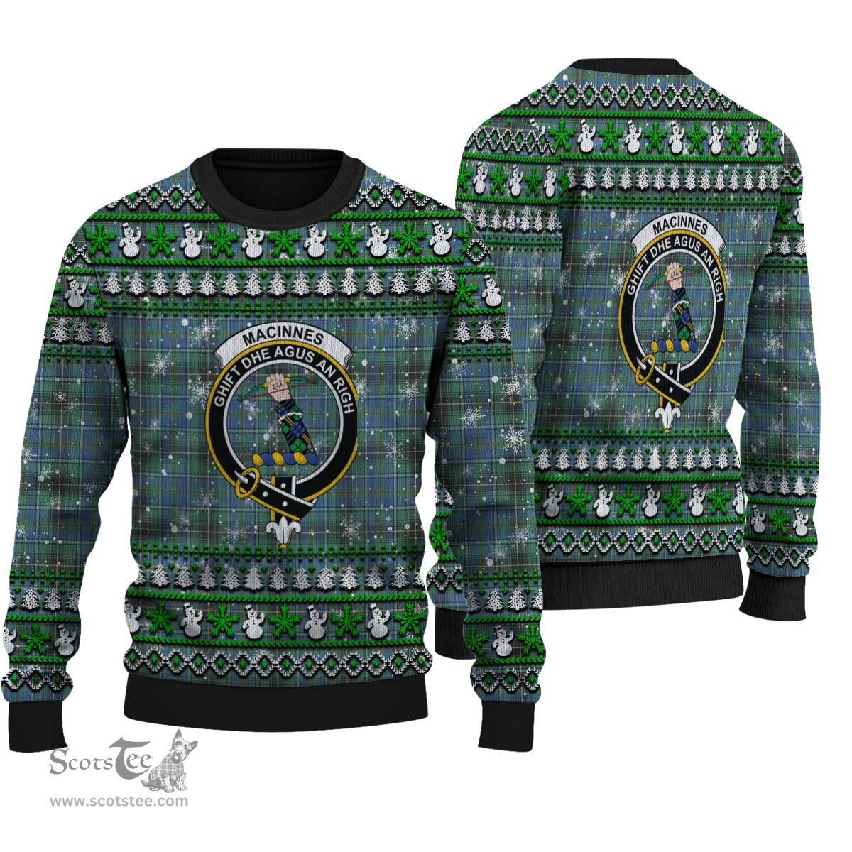 Scottish MacInnes Ancient Clan Crest Tartan Ugly Christmas Sweater - Plaid Family Ugly Sweater Scottish Plaid Tartan Plaid - ScotsTee - scotstee.com