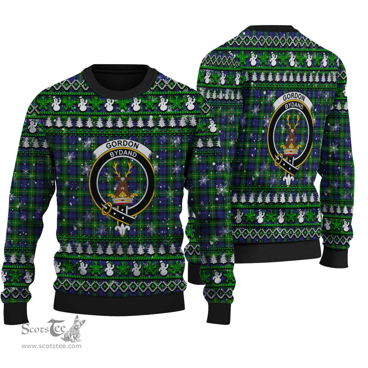 Scottish Gordon Modern Clan Crest Tartan Ugly Christmas Sweater - Plaid Family Ugly Sweater Scottish Plaid Tartan Plaid - ScotsTee - scotstee.com