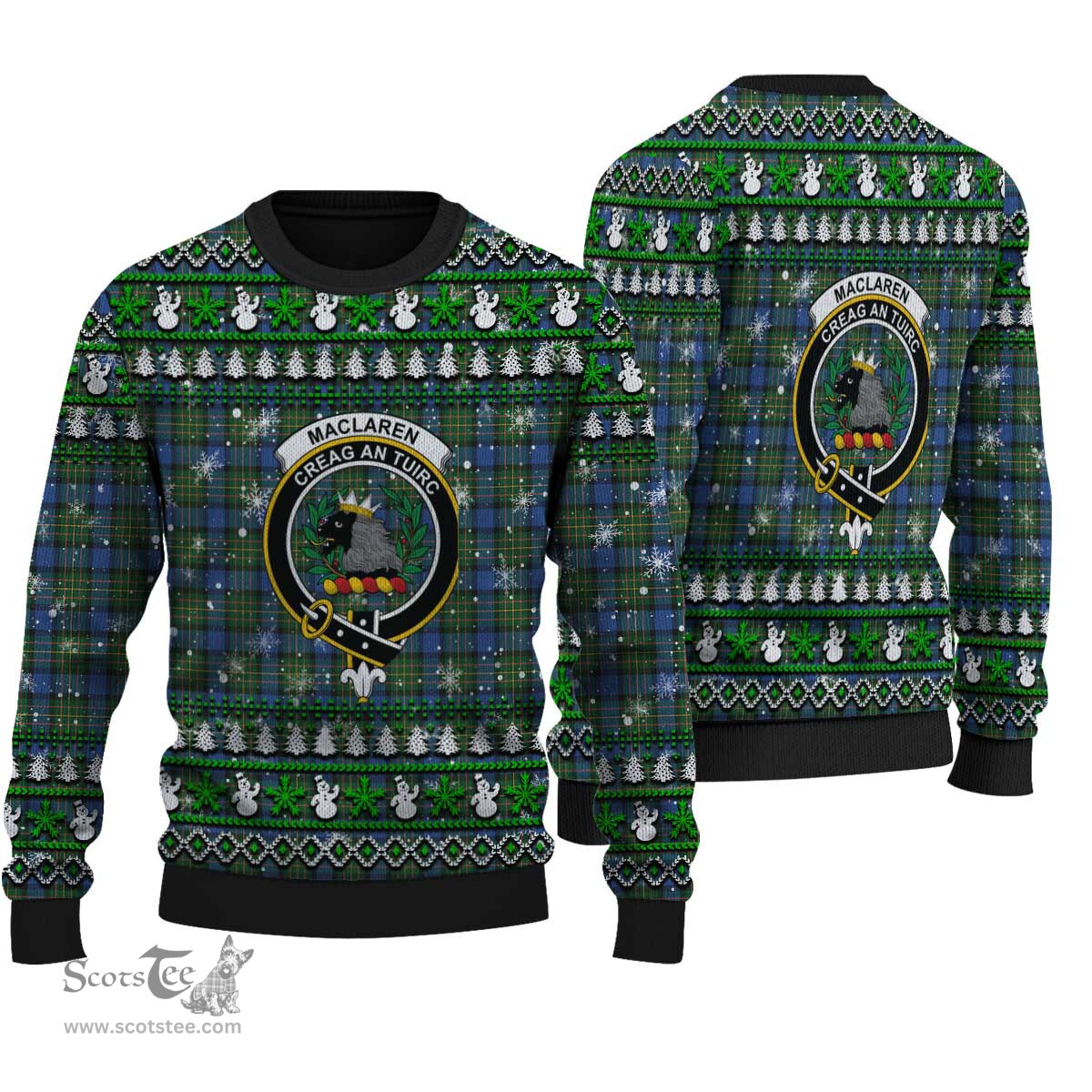 Scottish MacLaren Ancient Clan Crest Tartan Ugly Christmas Sweater - Plaid Family Ugly Sweater Scottish Plaid Tartan Plaid - ScotsTee - scotstee.com
