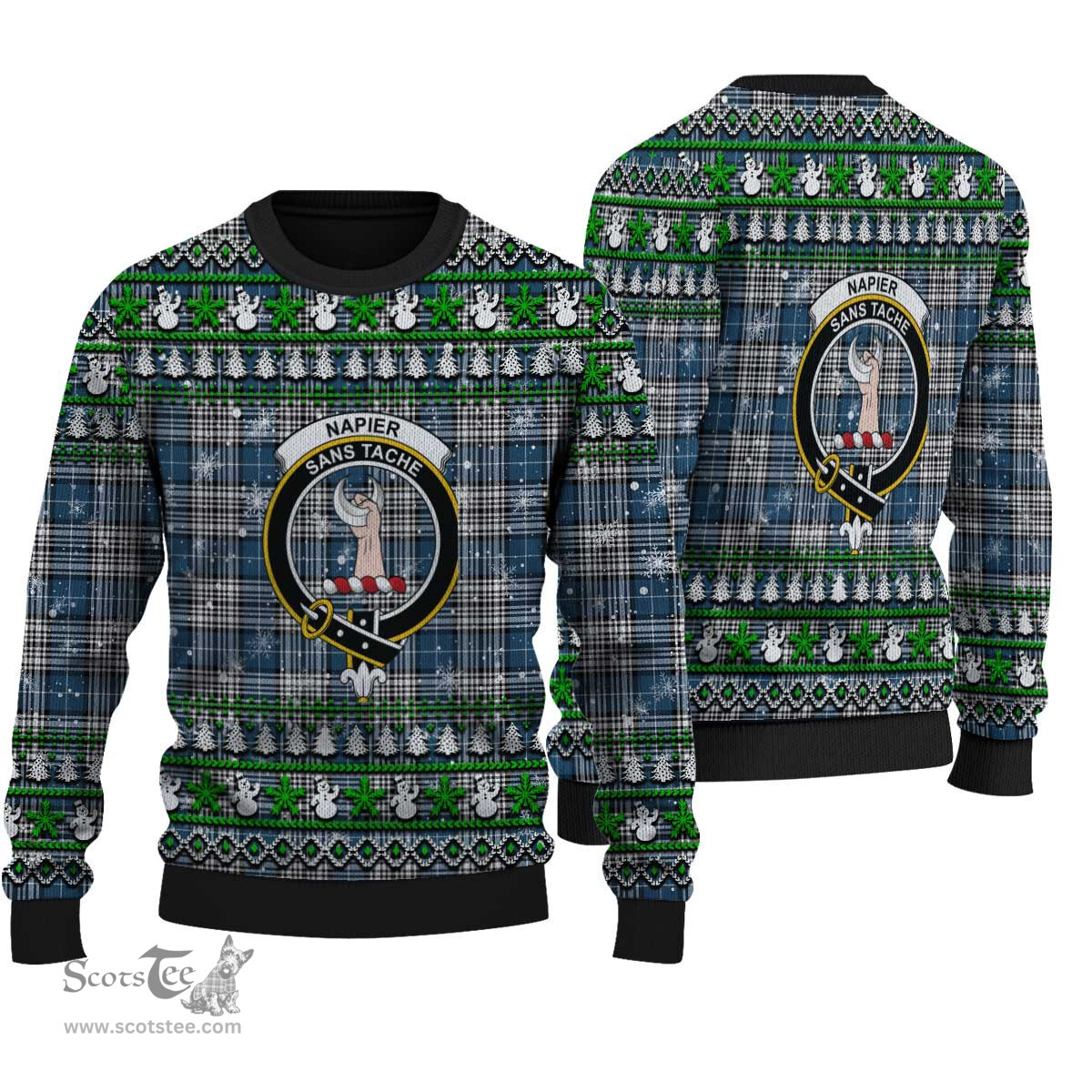 Scottish Napier Modern Clan Crest Tartan Ugly Christmas Sweater - Plaid Family Ugly Sweater Scottish Plaid Tartan Plaid - ScotsTee - scotstee.com