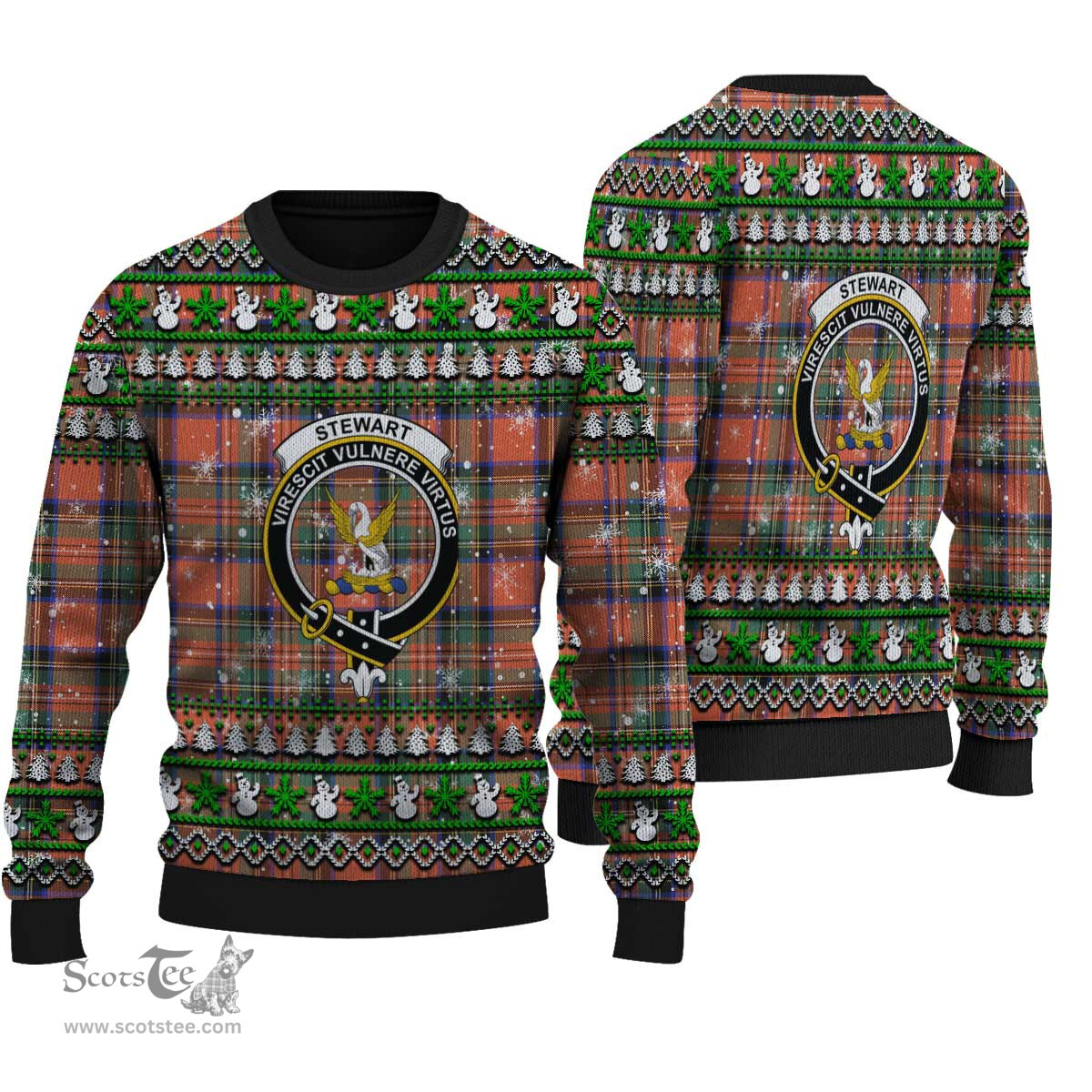 Scottish Stewart Royal Ancient Clan Crest Tartan Ugly Christmas Sweater - Plaid Family Ugly Sweater Scottish Plaid Tartan Plaid - ScotsTee - scotstee.com