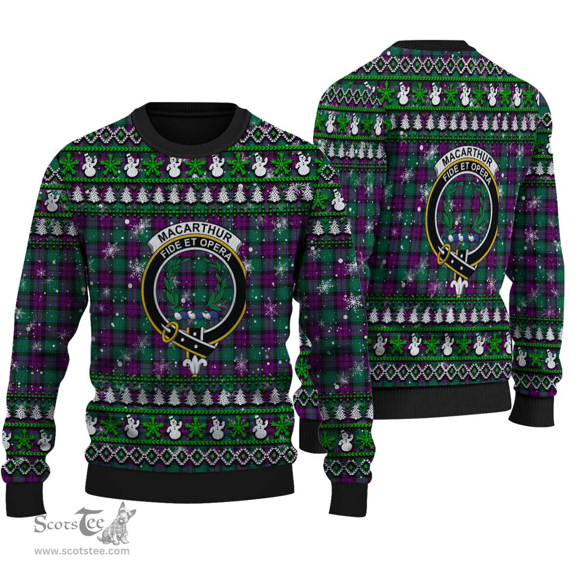Scottish MacArthur - Milton Clan Crest Tartan Ugly Christmas Sweater - Plaid Family Ugly Sweater Scottish Plaid Tartan Plaid - ScotsTee - scotstee.com