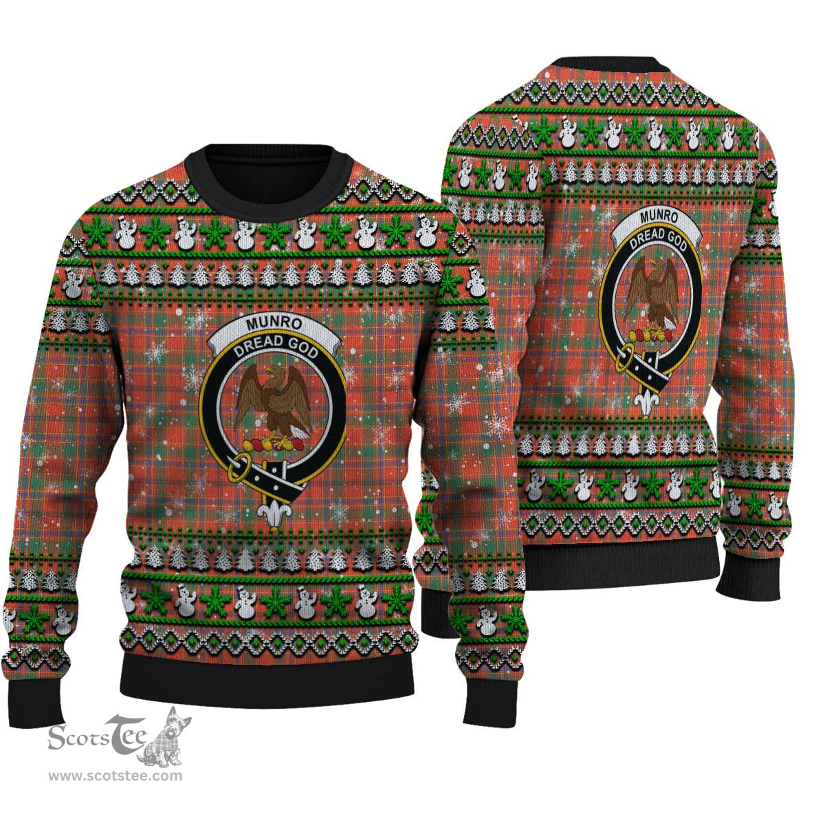 Scottish Munro Ancient Clan Crest Tartan Ugly Christmas Sweater - Plaid Family Ugly Sweater Scottish Plaid Tartan Plaid - ScotsTee - scotstee.com